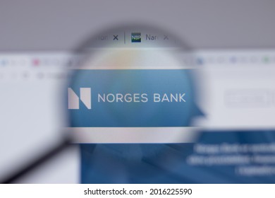 Los Angeles, California, USA - 1 June 2021: Norges Bank logo or icon on website page, Illustrative Editorial