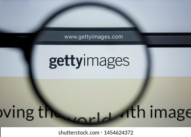 Los Angeles, California, USA - 17 Jule 2019: Illustrative Editorial Of GETTY IMAGES Website Homepage. GETTYIMAGES Logo Visible On Display Screen.