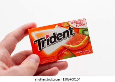 Los Angeles; California; USA - 17/09/2019:  Trident Tropical Twist Gum Packing
