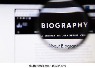 Los Angeles, California, USA - 19 December 2019: Biography Website Page. Biography.com Logo On Display Screen Close-up, Illustrative Editorial.