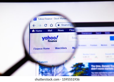 Los Angeles, California, USA - 19 December 2019: Yahoo Finance website page. Finance.yahoo.com logo on display screen close-up, Illustrative Editorial.