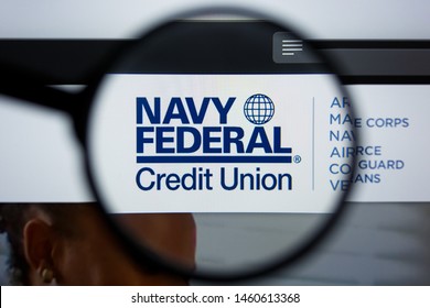 Los Angeles, California, USA - 21 Jule 2019: Illustrative Editorial of NAVY FEDERAL CREDIT UNION website homepage. NAVYFEDERAL.ORG logo visible on display screen.