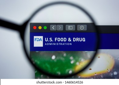 Los Angeles, California, USA - 21 Jule 2019: Illustrative Editorial of FDA website homepage. FDA.GOV logo visible on display screen.
