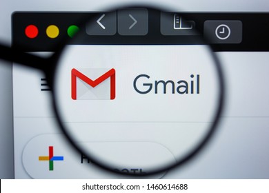 Los Angeles, California, USA - 21 Jule 2019: Illustrative Editorial of GMAIL.COM website homepage. GMAIL logo visible on display screen.
