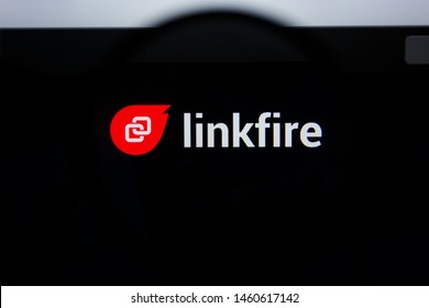 Los Angeles, California, USA - 21 Jule 2019: Illustrative Editorial of LINKFIRE.COM website homepage. LINKFIRE logo visible on display screen.