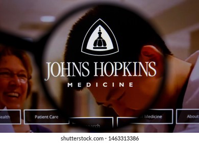 Los Angeles, California, USA - 21 Jule 2019: Illustrative Editorial Of HOPKINSMEDICINE.ORG Website Homepage. JOHNS HOPKINS MEDICINE Logo Visible On Display Screen.