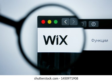 Los Angeles, California, USA - 25 June 2019: Illustrative Editorial of wix website homepage. wix logo visible on display screen.