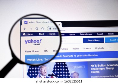 Los Angeles, California, USA - 25 January 2020: Yahoo News Website Page In Browser On Laptop Screen For Illustration Of Article, Illustrative Editorial.