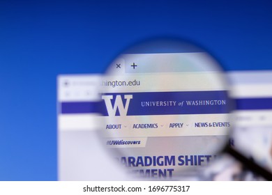 Los Angeles, California, USA - 26 March 2020: University Of Washington Website Homepage Logo Visible On Display Screen, Illustrative Editorial.