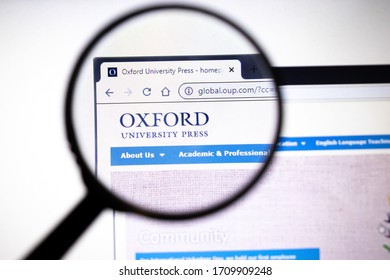 Los Angeles, California, USA - 26 March 2020: Oxford University Press website page. Oup.com logo on display screen, Illustrative Editorial.