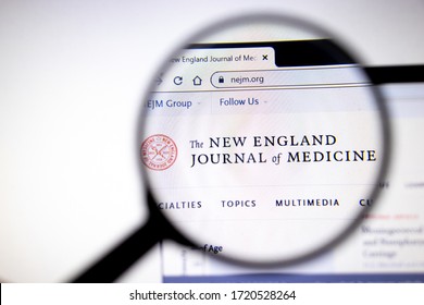 Los Angeles, California, USA - 26 March 2020: The New England Journal of Medicine website page. Nejm.org logo on display screen, Illustrative Editorial.