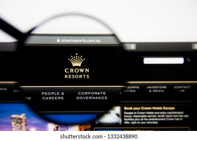 Los Angeles, California, USA - 5 March 2019: Crown Resorts Website Homepage. Crown Resorts Logo Visible On Display Screen, Illustrative Editorial