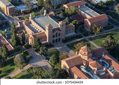 Los Angeles, California, USA - April 18, 2018:  Afternoon Aerial View Of Historic Royce Hall On The UCLA Campus Near Westwood.