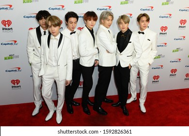 Los Angeles, California / USA - December 6 2019: V, SUGA, Jin, J-Hope, RM, Jimin, and Jungkook of BTS  arrives for the KIIS FM's iHeartRadio Jingle Ball at the Forum Los Angeles in Inglewood, CA