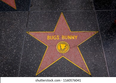 Los Angeles, California, USA, JUNE, 15, 2018: Bugs Bunny's Star In The Hollywood Walk Of Fame,Los Angeles