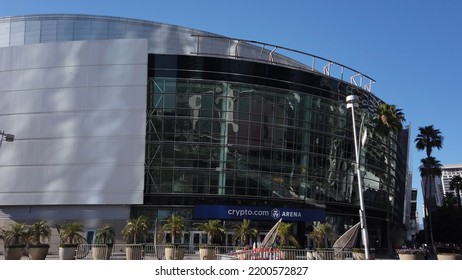 Los Angeles, California, USA, June 20, 2022: Entrance To Crypto.com Arena, A Multi-purpose Arena In Downtown Los Angeles. Home Of Four Professional Sports Franchises.