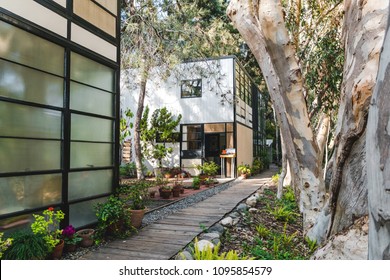 Los Angeles, California / USA - March 2018: The Eames Foundation In Pacific Palisades Is The Original Case Study House And Residence Of Architects & Designers Charles And Ray Eames.