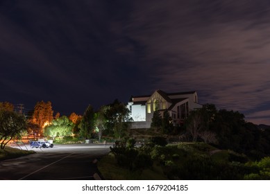 Los Angeles, California / USA - March 21, 2020: Scenic Night Mulholland Drive Vista, Southern California