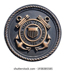 Los Angeles, California  USA - March 12 2019: U.S. Coast Guard emblem, crest or plaque on white background