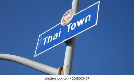 Los Angeles, California, USA - May 25 2013: The Thai Town Street Sign In Los Angeles. Daytime.