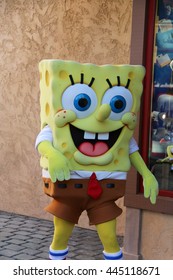 Los Angeles, California, USA - November 22, 2015: SpongeBob SquarePants, an American animated television series, is greeting tourists at Universal Studios Hollywood.
