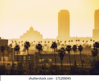 Los Angeles, California. View Over Beverly Hills And Century City. 