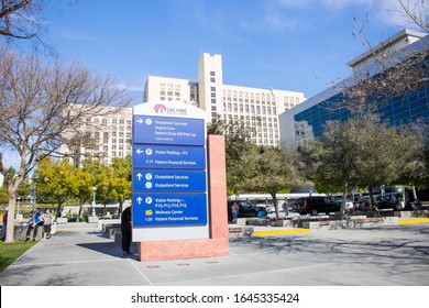 Los Angeles, California/United States - 01/31/2020: A View Of The Entrance And Route Directory Sign For The Hospital Known As LAC+USC Medical Center