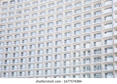 Los Angeles, California/United States - 02/23/2020: A Pattern Of Balcony Rooms Seen At The Century Plaza Hotel.