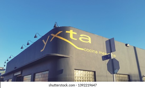 Los Angeles, California/United States - 04/19/2019: A Store Front Sign For The Culinary Mexican Restaurant Known As Yxta Cocina Mexicana In Downtown Los Angeles