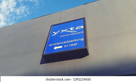 Los Angeles, California/United States - 04/19/2019: A Store Front Sign For The Culinary Mexican Restaurant Known As Yxta Cocina Mexicana In Downtown Los Angeles