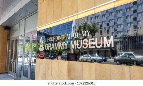 Los Angeles, California/United States - 04/19/2019: A store front sign for the Grammy Museum