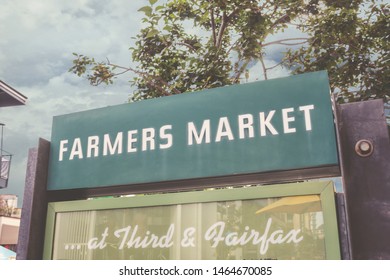 Los Angeles, California/United States - 06/11/2019: A Street Side Sign For The Original Farmers Market