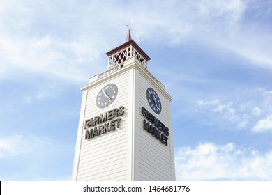 Los Angeles, California/United States - 06/11/2019: Looking Up At The Original Farmers Market Tower 