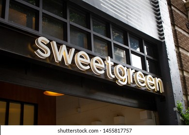 Los Angeles, California/United States - 06/25/2019: A Store Front Sign For The Salad Restaurant Known As Sweetgreen In Downtown LA