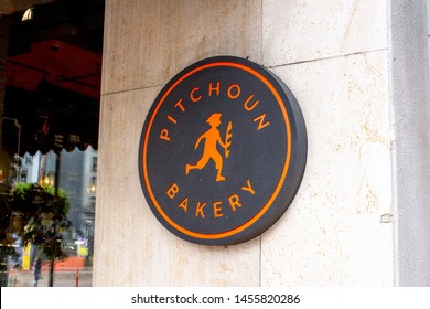 Los Angeles, California/United States - 06/25/2019: A Store Front Sign For The French Bakery Known As Pitchoun Bakery In Downtown LA