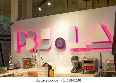 Los Angeles, California/United States - 06/25/2019: A Store Front Sign For The Sandwich Restaurant Known As PBJ LA, Or PJB.LA