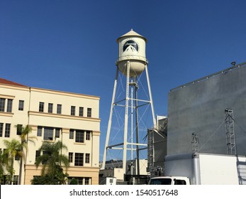 Los Angeles, California/USA. August 3, 2019. A View Of The Water Tower On The Lot At Paramount Pictures.