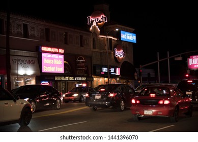 LOS ANGELES, CA/USA  - APRIL 14, 2019: The Famous Sunset Strip In Los Angeles At Night