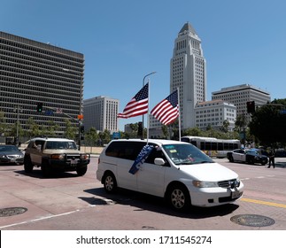 Los Angeles, CA/USA - April 22, 2020: Police Block Roads During The Operation Gridlock Quarantine Protest In Los Angeles