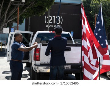 Los Angeles, CA/USA - April 22, 2020: Congressional Candidate Joe Collins, Organizer Of Operation Gridlock Quarantine Protest In Los Angeles Arriving