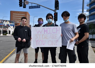 Los Angeles, CA/USA - May 30, 2020: People of all nationalities attended the Black Lives Matter protest in West Los Angeles and Beverly HIlls