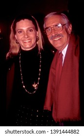 LOS ANGELES - Circa 1991: Actor Martin Landau And His Girlfriend Gretchen Becker Leave Spago Restaurant.