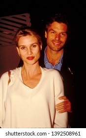 Los Angeles - Circa 1991: Actress Nicollette Sheridan And Her Boyfriend Harry Hamlin Leave Spago Restaurant.