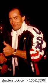 LOS ANGELES - Circa 1991:  Singing Star Lee Greenwood Leaves Spago Restaurant Wearing A Patriotic Jacket.