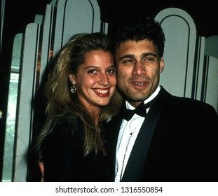 LOS ANGELES - Circa 1992: Steven Bauer And Wife Christina Leave Chasens Restaurant.