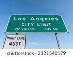 Los Angeles city limit highway sign in southern California.  