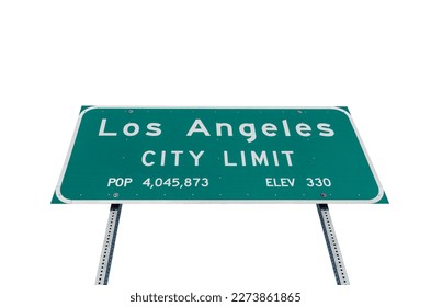 Los Angeles city limit highway sign with cut out background. - Shutterstock ID 2273861865
