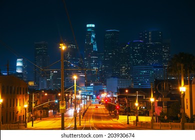 Los Angeles Cityscape At The Night Time