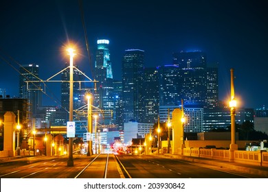 Los Angeles Cityscape At The Night Time