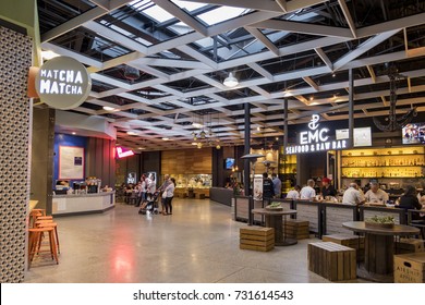 Los Angeles County, SEP 20: Many Restaurant In The Food Court On SEP 20, 2017 At Arcadia Mall, Los Angeles County, California, United States